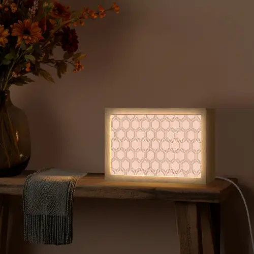 Lichtroze - Patroon - Symmetrisch Light Box met kabel (Tafellamp) klein 924 -sfeer4