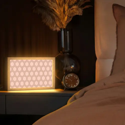 Lichtroze - Patroon - Symmetrisch Light Box met kabel (Tafellamp) klein 924 -sfeer1