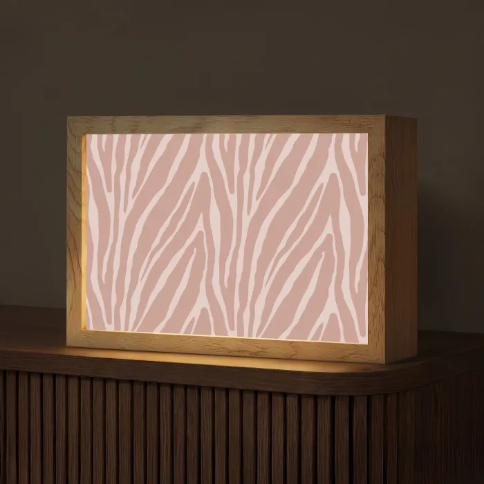 Lichtroze - Zebra - Patroon - Donkerroze Light Box met kabel (Tafellamp) klein 924 -z3d_website