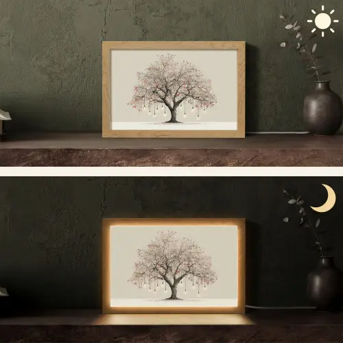 Lichtboom - Winter - Kerst - Meerkleurig Light Box met kabel (Tafellamp) klein -sfeer3