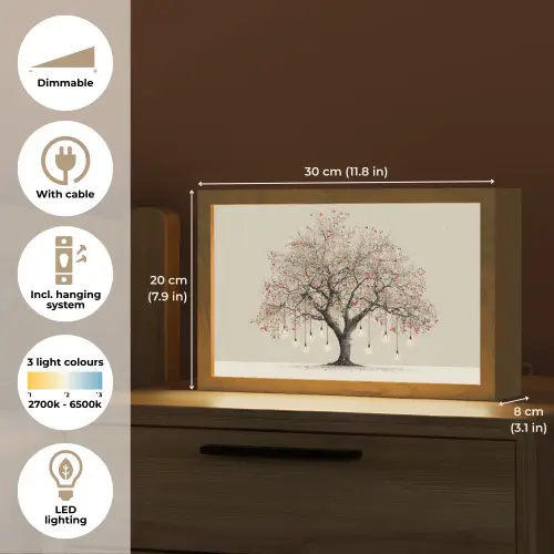 Lichtboom - Winter - Kerst - Meerkleurig Light Box met kabel (Tafellamp) klein -USP_EN