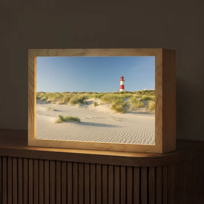 Vuurtoren - Strand - Landschap - Duinen Light Box met kabel (Tafellamp) klein -z3d_website