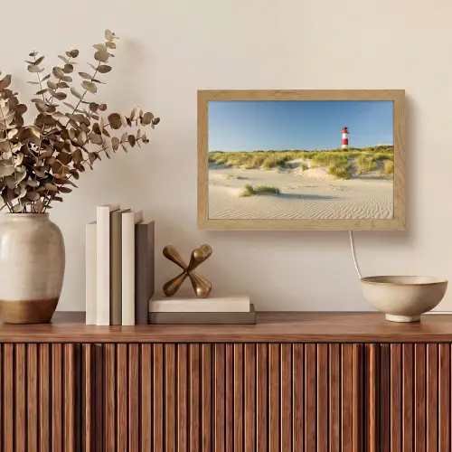 Vuurtoren - Strand - Landschap - Duinen Light Box met kabel (Tafellamp) klein -sfeer2
