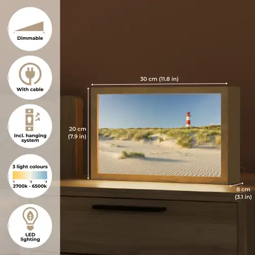 Vuurtoren - Strand - Landschap - Duinen Light Box met kabel (Tafellamp) klein -USP_EN