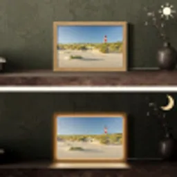 Vuurtoren - Strand - Landschap - Duinen Light Box met kabel (Tafellamp) klein -sfeer3