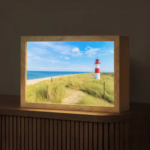 Vuurtoren - Duinen - Strand - Zee - Zomer Light Box met kabel (Tafellamp) klein -z3d_website