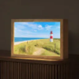 Vuurtoren - Duinen - Strand - Zee - Zomer Light Box met kabel (Tafellamp) klein -z3d_website