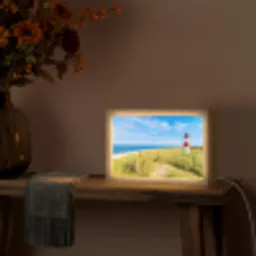 Vuurtoren - Duinen - Strand - Zee - Zomer Light Box met kabel (Tafellamp) klein -sfeer4