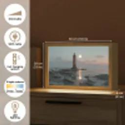 Vuurtoren - Stenen - Water - Maan Light Box met kabel (Tafellamp) klein -USP_EN