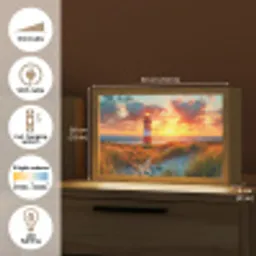 Vuurtoren - Zonsondergang - Duinen - Horizon Light Box met kabel (Tafellamp) klein -USP_EN