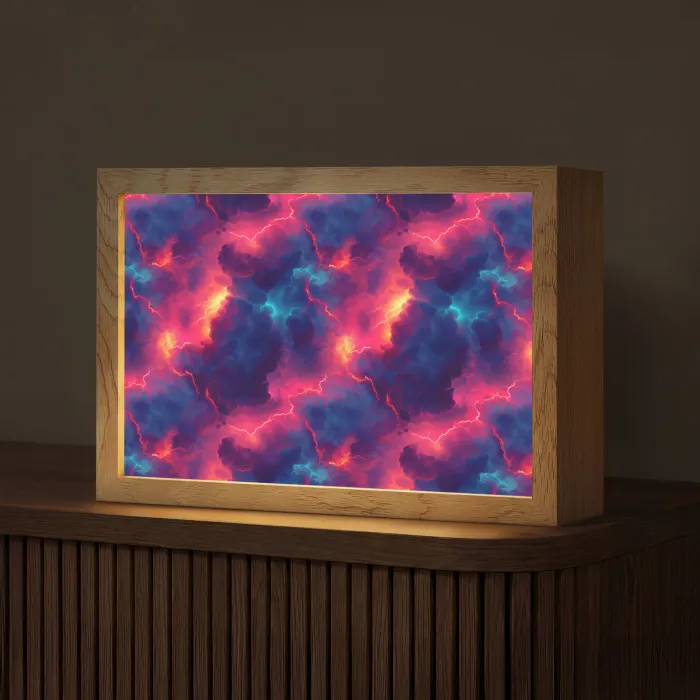Bliksem - Wolken - Kleurenrijk Light Box met kabel (Tafellamp) klein 924 -z3d_website