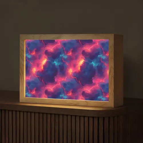 Bliksem - Wolken - Kleurenrijk Light Box met kabel (Tafellamp) klein 924 -z3d_website
