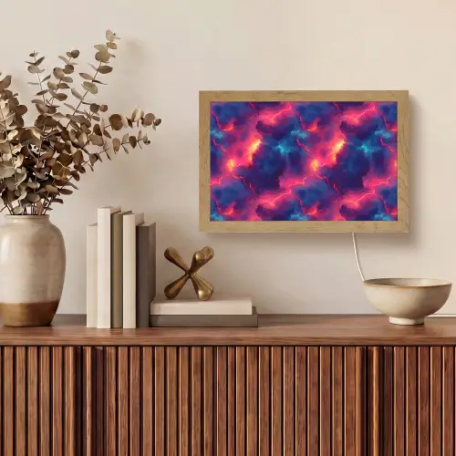 Bliksem - Wolken - Kleurenrijk Light Box met kabel (Tafellamp) klein 924 -sfeer2