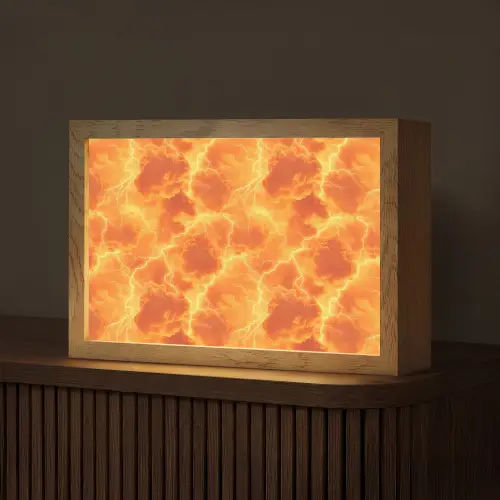 Bliksem - Storm - Oranje Light Box met kabel (Tafellamp) klein 924 -z3d_website