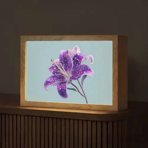 Lelie - Bloem - Paars - Stippen Light Box met kabel (Tafellamp) klein -z3d_website