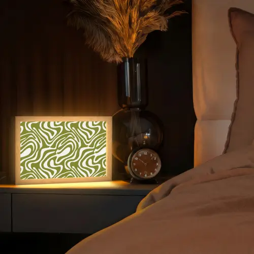 Lijnpatroon - Groen - Organisch Light Box met kabel (Tafellamp) klein 924 -sfeer1