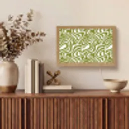 Lijnpatroon - Groen - Organisch Light Box met kabel (Tafellamp) klein 924 -sfeer2