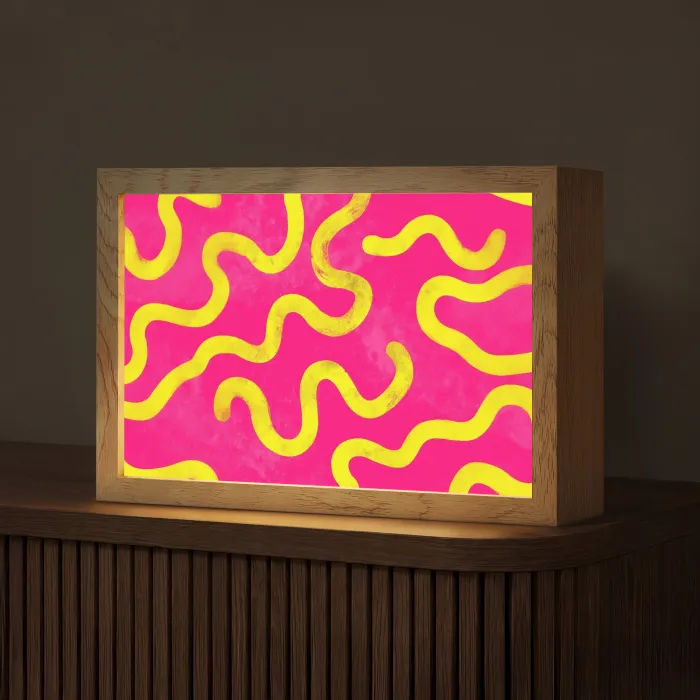 Lijn - Geel - Abstract Light Box met kabel (Tafellamp) klein -z3d_website