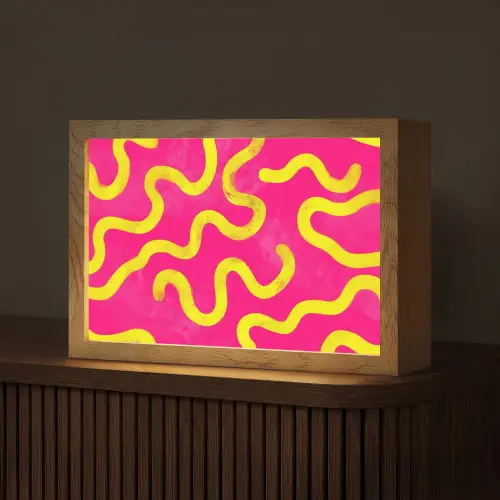 Lijn - Geel - Abstract Light Box met kabel (Tafellamp) klein -z3d_website