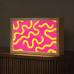 Lijn - Geel - Abstract Light Box met kabel (Tafellamp) klein -z3d_website