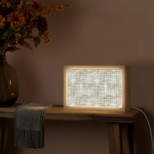 Linnen - Patroon - Groen Light Box met kabel (Tafellamp) klein 924 -sfeer4