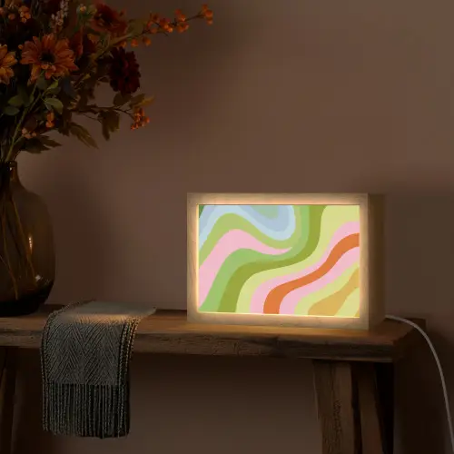 Lijnen - Pasteltinten - Golvend Light Box met kabel (Tafellamp) klein -sfeer4