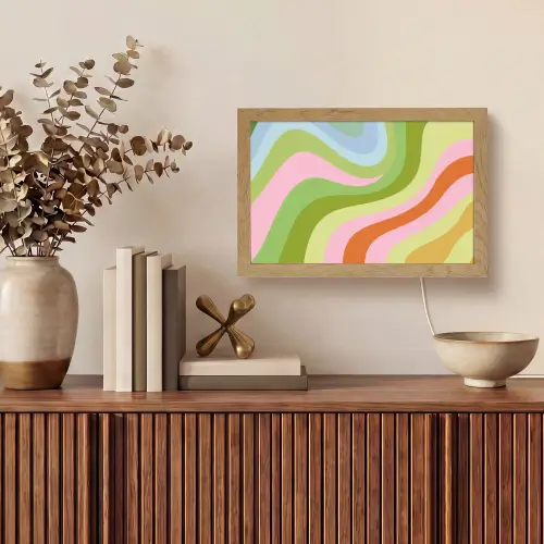 Lijnen - Pasteltinten - Golvend Light Box met kabel (Tafellamp) klein -sfeer2