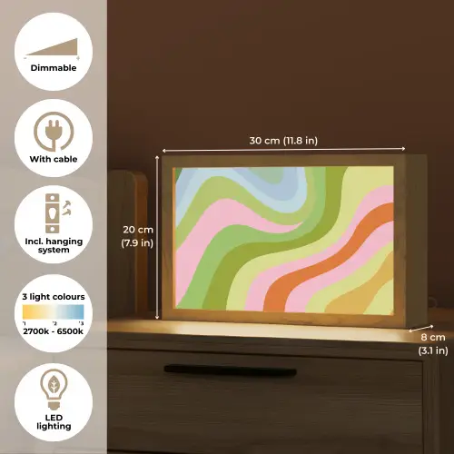 Lijnen - Pasteltinten - Golvend Light Box met kabel (Tafellamp) klein -USP_EN