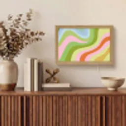 Lijnen - Pasteltinten - Golvend Light Box met kabel (Tafellamp) klein -sfeer2