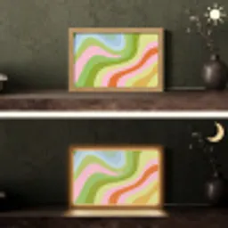 Lijnen - Pasteltinten - Golvend Light Box met kabel (Tafellamp) klein -sfeer3