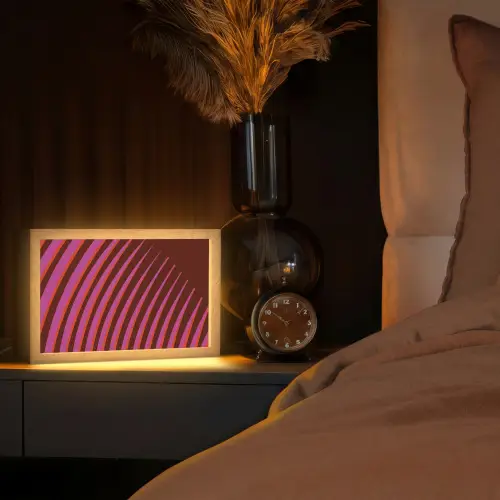 Lijnen - Rood - Beweging Light Box met kabel (Tafellamp) klein -sfeer1