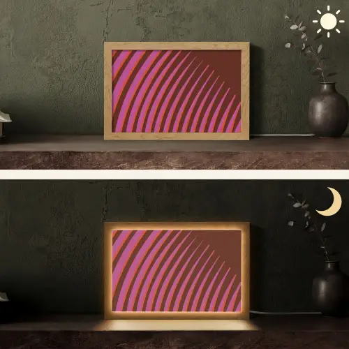 Lijnen - Rood - Beweging Light Box met kabel (Tafellamp) klein -sfeer3