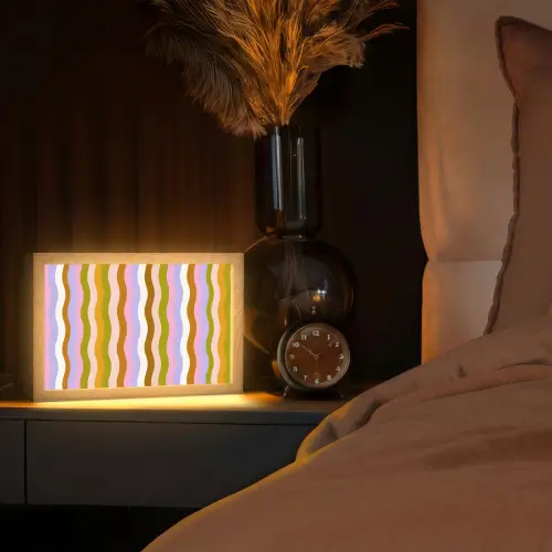 lijnen - Golven - Pastelkleuren - Patroon Light Box met kabel (Tafellamp) klein -sfeer1
