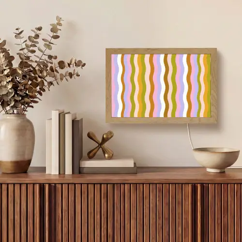 lijnen - Golven - Pastelkleuren - Patroon Light Box met kabel (Tafellamp) klein -sfeer2