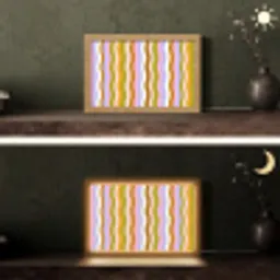 lijnen - Golven - Pastelkleuren - Patroon Light Box met kabel (Tafellamp) klein -sfeer3