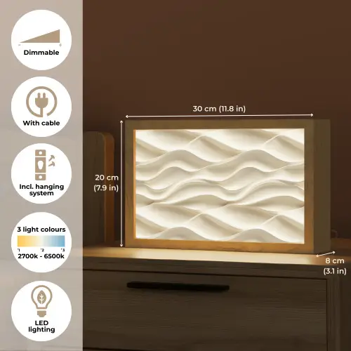 Lijnen - Golvend - Crème Light Box met kabel (Tafellamp) klein 924 -USP_EN