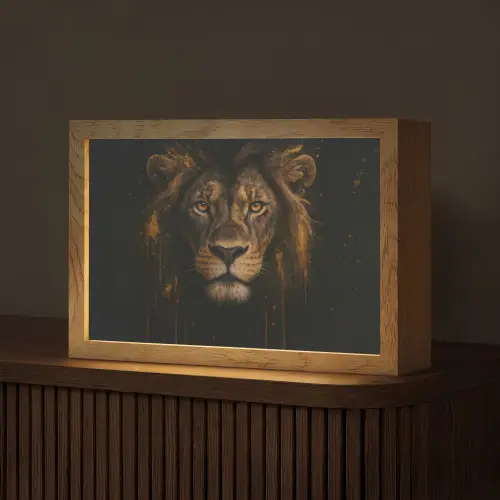 Leeuw - Goud - Druppels Light Box met kabel (Tafellamp) klein -z3d_website