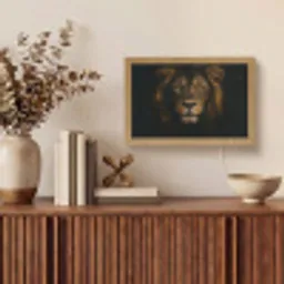 Leeuw - Goud - Druppels Light Box met kabel (Tafellamp) klein -sfeer2