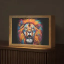 Leeuw - Graffiti - Dieren - Zwart Light Box met kabel (Tafellamp) klein -z3d_website