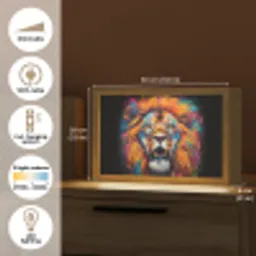 Leeuw - Graffiti - Dieren - Zwart Light Box met kabel (Tafellamp) klein -USP_EN