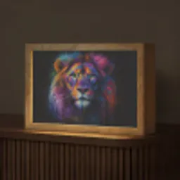 Leeuwenkop - Felgekleurd - Abstract Light Box met kabel (Tafellamp) klein -z3d_website