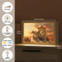 Leeuwen - Zonsondergang - Afrika - Savanne - Dieren Light Box met kabel (Tafellamp) klein -USP_EN
