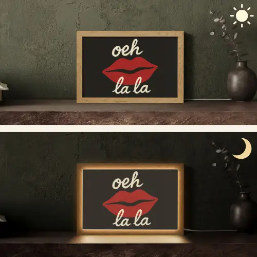 Lip - Rood - Quote Light Box met kabel (Tafellamp) klein -sfeer3