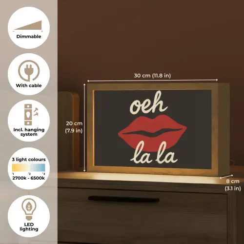 Lip - Rood - Quote Light Box met kabel (Tafellamp) klein -USP_EN