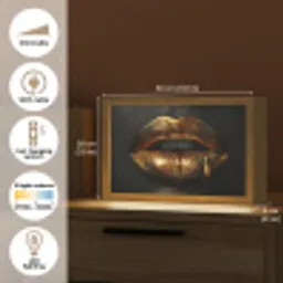 Lippen - Goud - Abstract - Zwart - Aesthetic Light Box met kabel (Tafellamp) klein -USP_EN