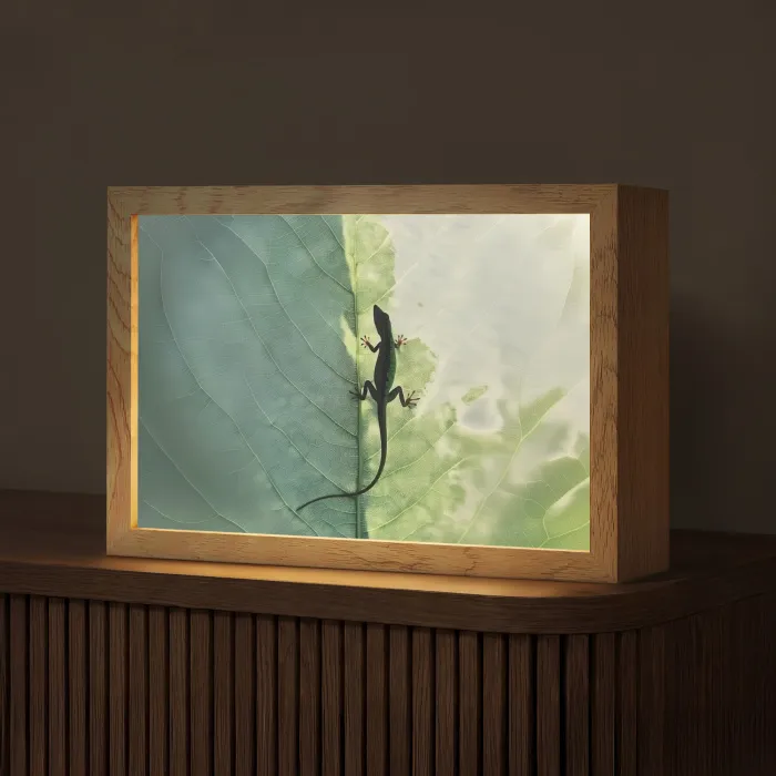Hagedis - Blad - Nerven - Groen Light Box met kabel (Tafellamp) klein -z3d_website