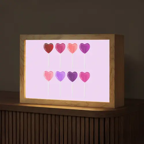 Lolly - Hart - Roze - Snoep Light Box met kabel (Tafellamp) klein -z3d_website