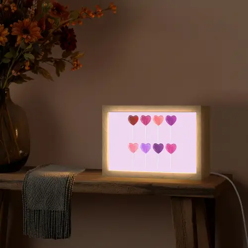 Lolly - Hart - Roze - Snoep Light Box met kabel (Tafellamp) klein -sfeer4