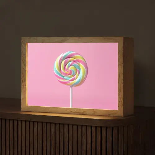 Lolly - Roze - Snoep - Zoet Light Box met kabel (Tafellamp) klein -z3d_website
