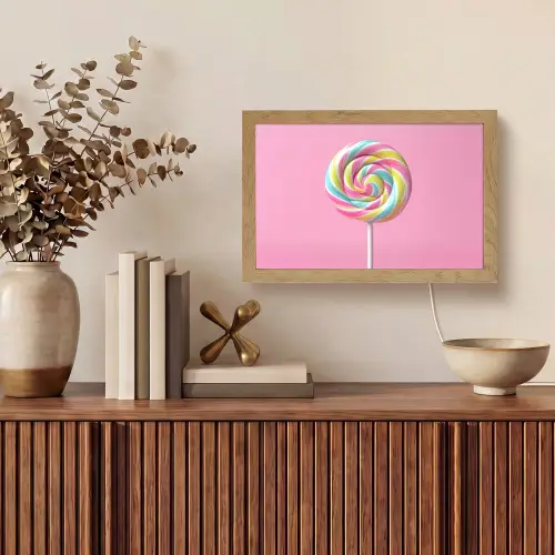 Lolly - Roze - Snoep - Zoet Light Box met kabel (Tafellamp) klein -sfeer2